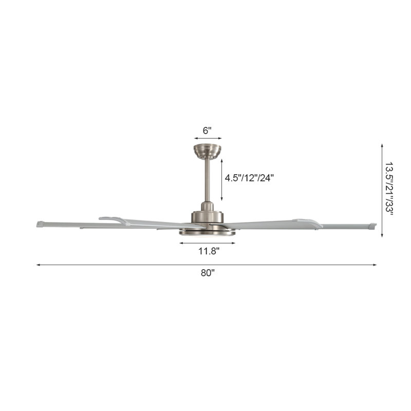 Ventilateur de plafond à DEL à 8 pales Osaze avec télécommande et ensemble d'éclairage inclus, 80", Nickel avec pales argent
