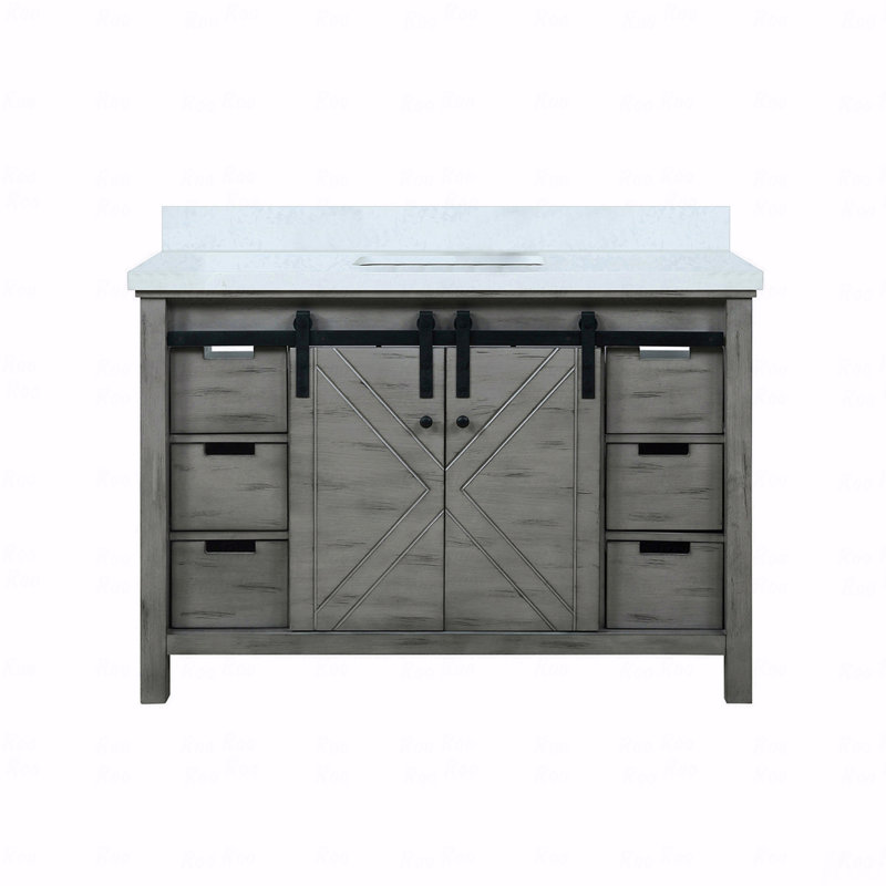 Meuble-lavabo simple 48 po x 22 po profondeur, Gris, Quartz blanc