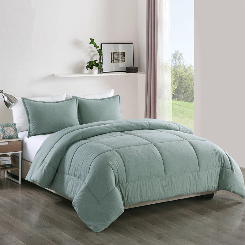 Ensemble d'édredon en coton Messy, Édredon simple, Vert