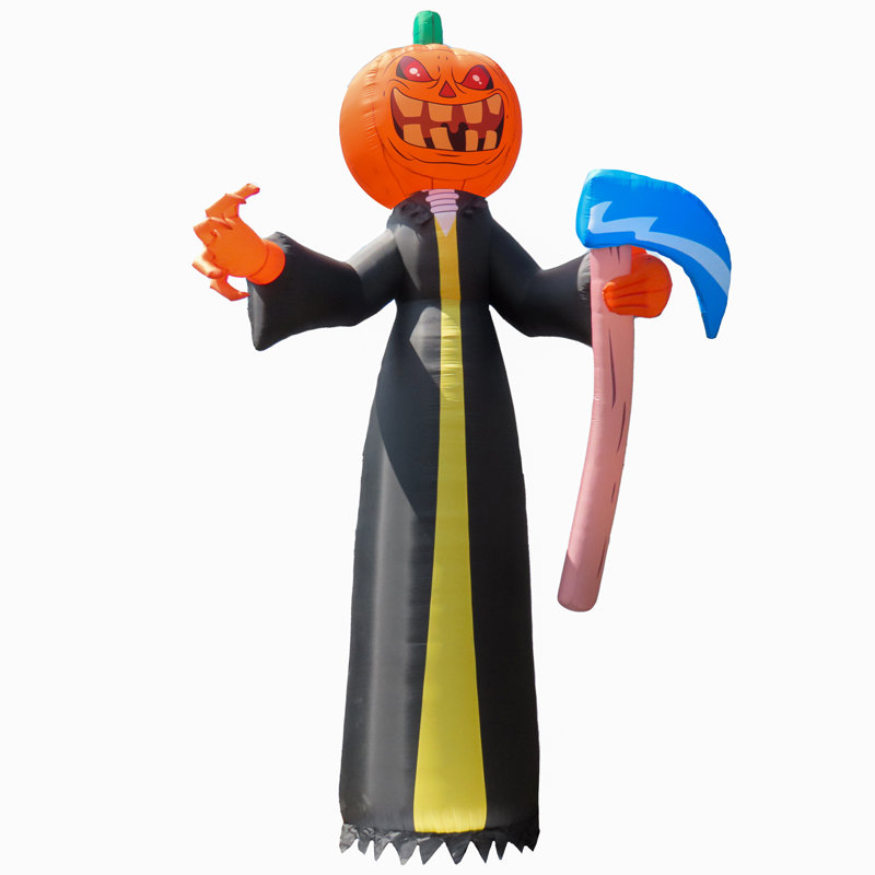 Faucheuse gonflable citrouille d'Halloween de qualité supérieure (6 m), 6 lumières DEL blanches - Homologuée UL