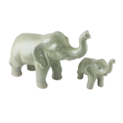 Ensemble de figurine 2 pièces maternelle éléphant celadon Adley