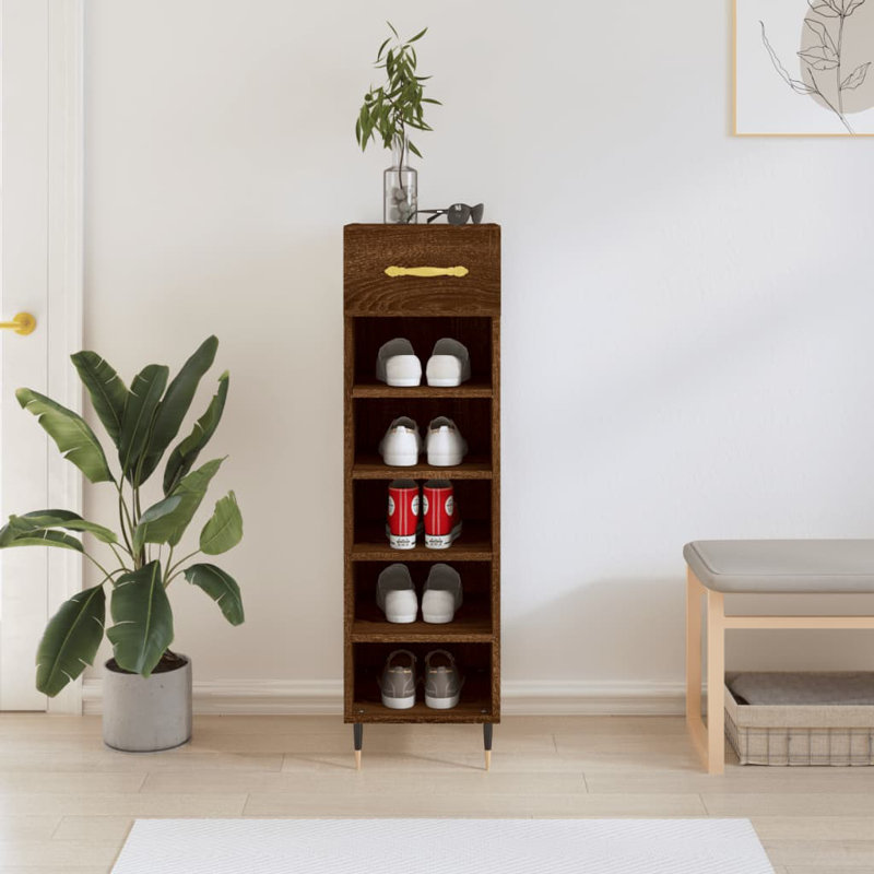Besik 6 Pair Shoe Rack, Brown Oak