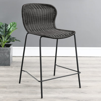 Of 2 Coastal Brown Faux Metal Counter Chairs - Solid Back Bar Stools For Dining Room, Construction, Textured , No Arms, 31.46 Lb Package Weight Chair Frame, Enhanced Elegance