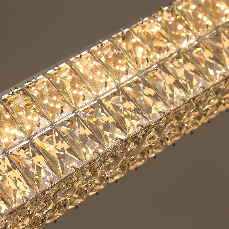 Height 138inch Stunning Crystal - embedded Rectangular Hanging Light