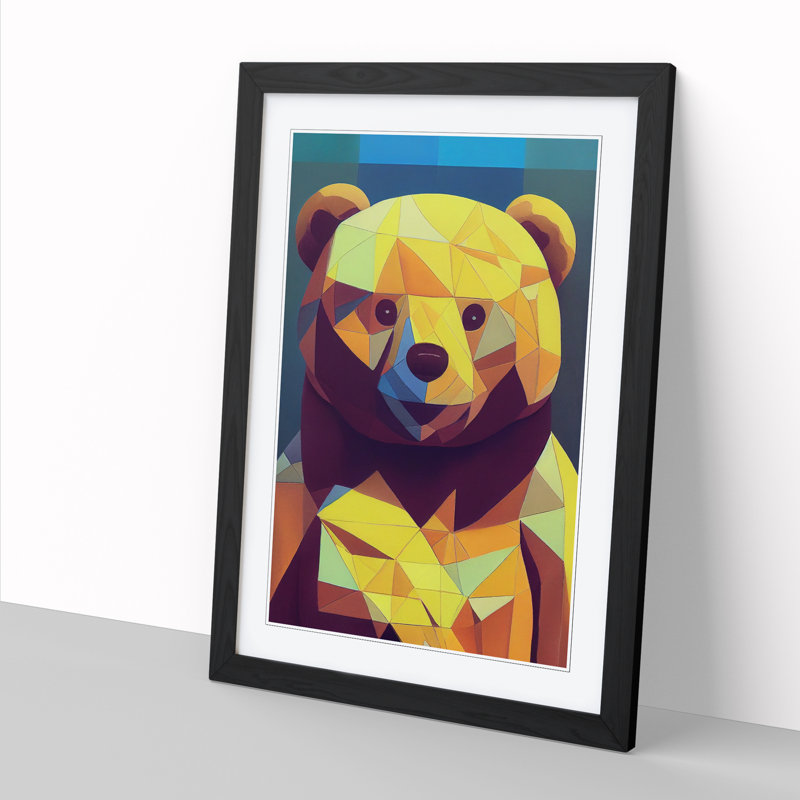 Teddy Bear Geometric 1 Piece Single Picture Frame Wall Art, 34cm H x 25cm W x 2cm D, Oak