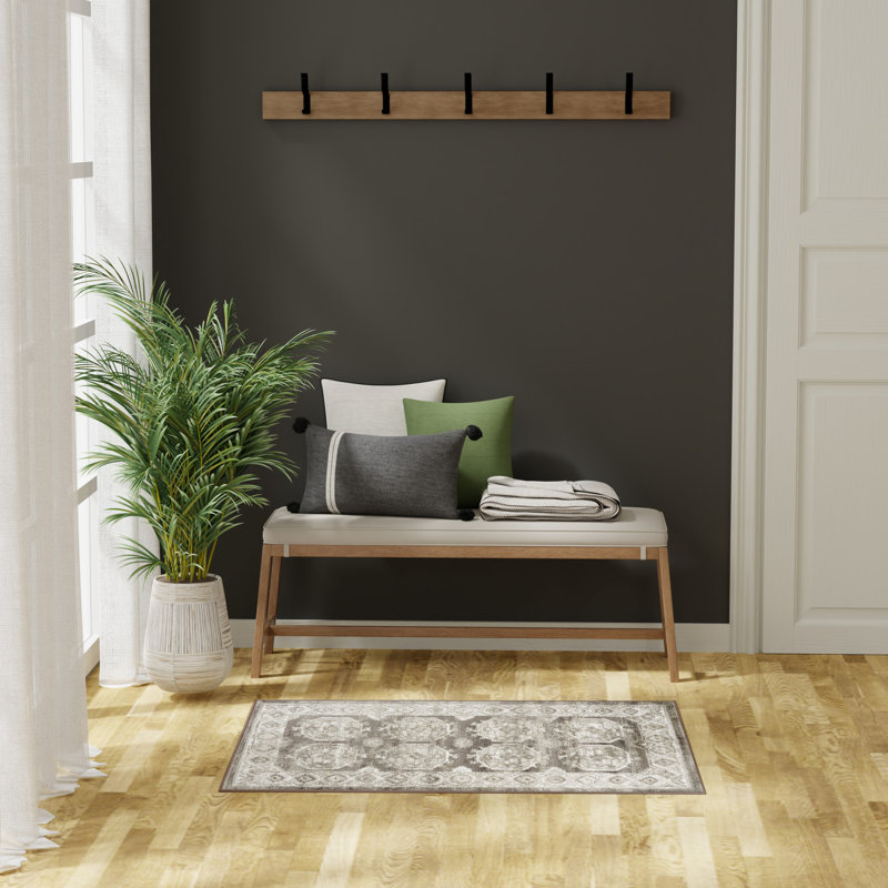Tapis d'intérieur ivoire et brun Leuchte, Tapis de couloir 2 pi x 4 pi