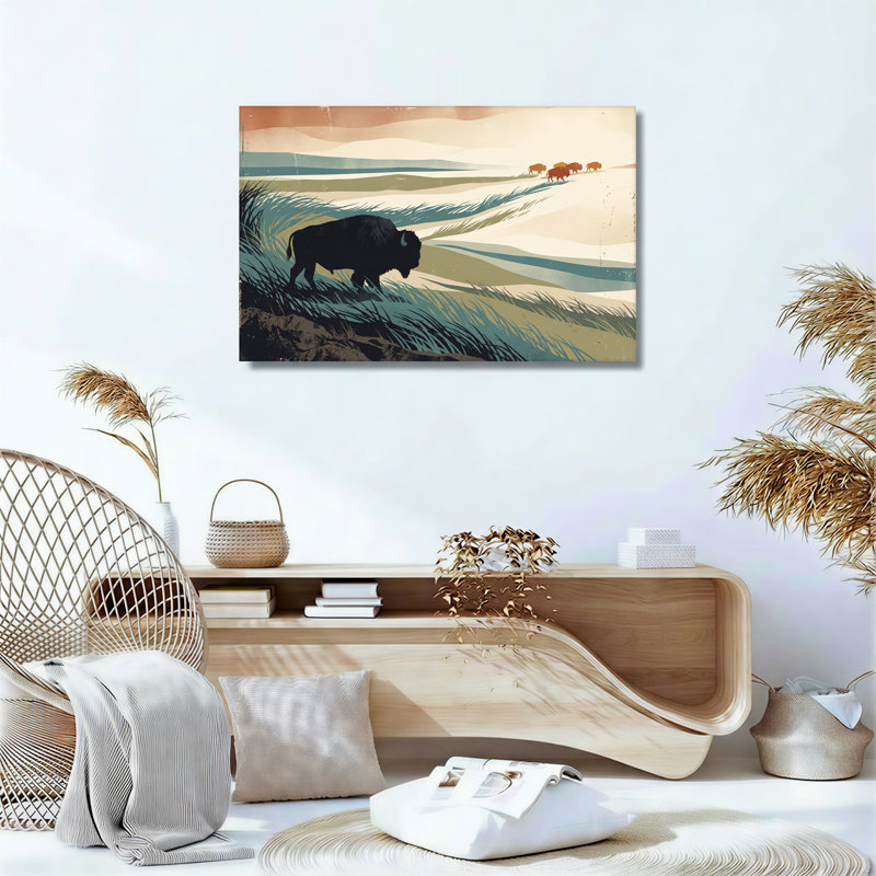 Art mural sur toile, silhouette de bison, 12"H x 18"W