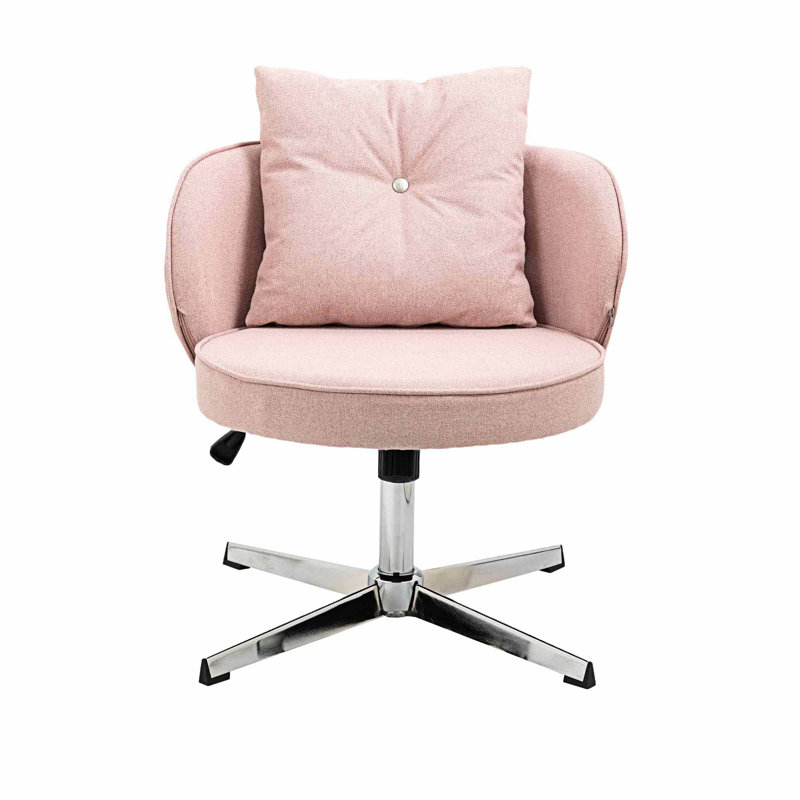 Chaise de bureau Geshia, Argent, Rose