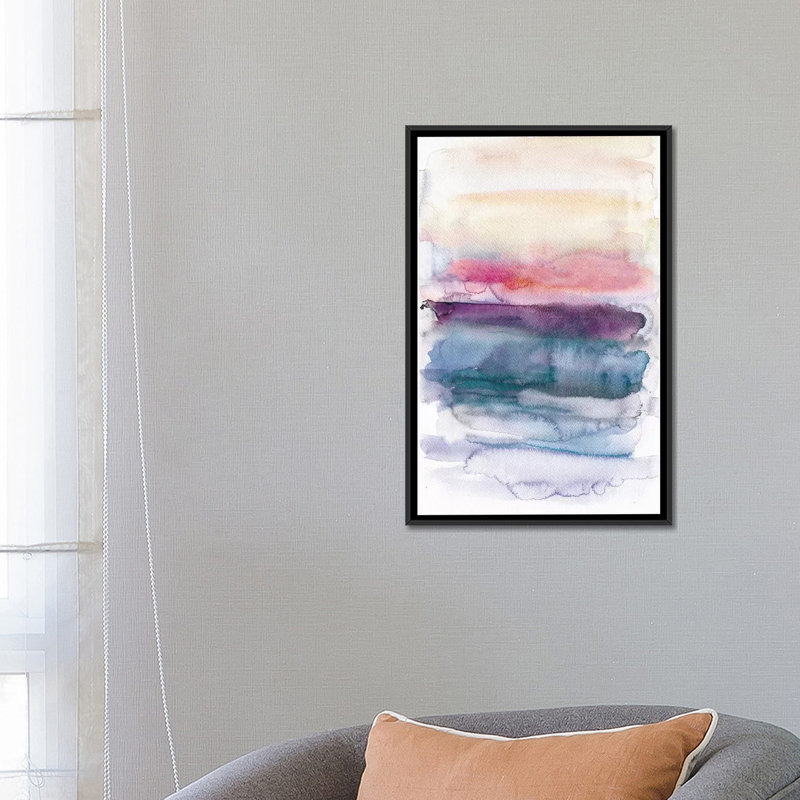 «Sunset Abstract», reproduction sur toile, H 60 po x l 40 po x P 1,5 po, Toile encadrée noire, Pas de tapis