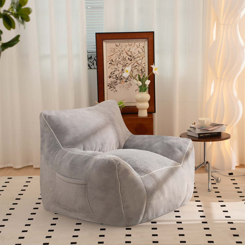 Fauteuil à billes ergonomique confortable pour une utilisation polyvalente et relaxante, Fausse fourrure grise