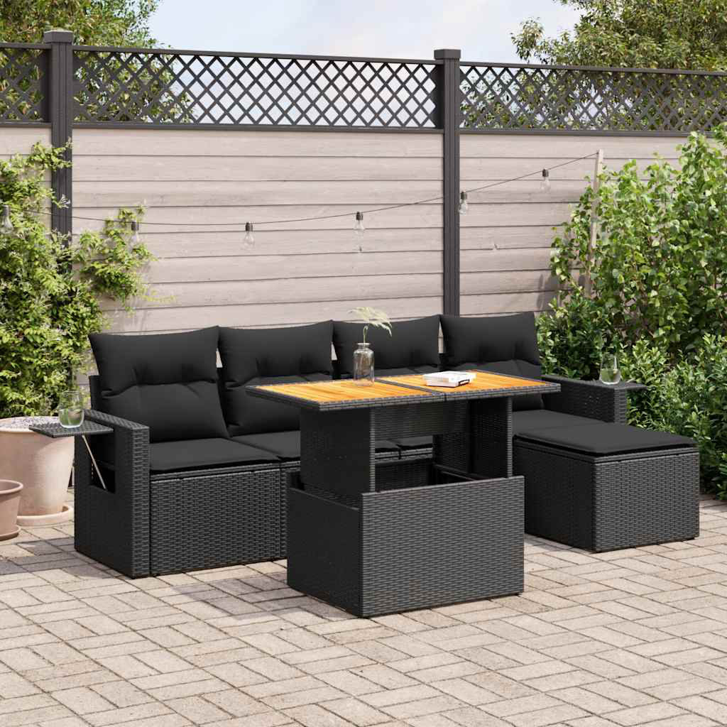 Vidaxl 6-Tlg. Garten-Sofagarnitur Mit Kissen Beige Poly Rattan