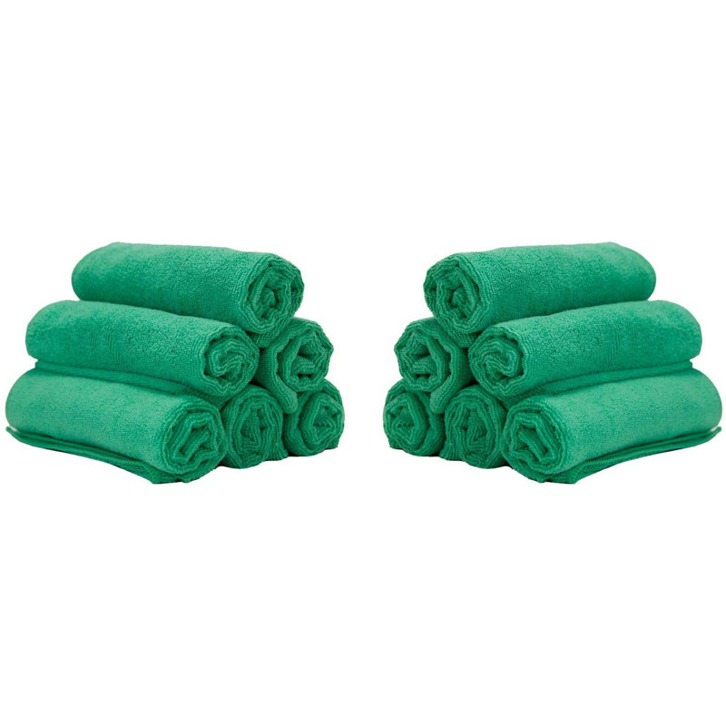 Beong Smart Choice 300 GSM Light Weight Microfiber 15x24 Hand Towel (Pack of 12), Green