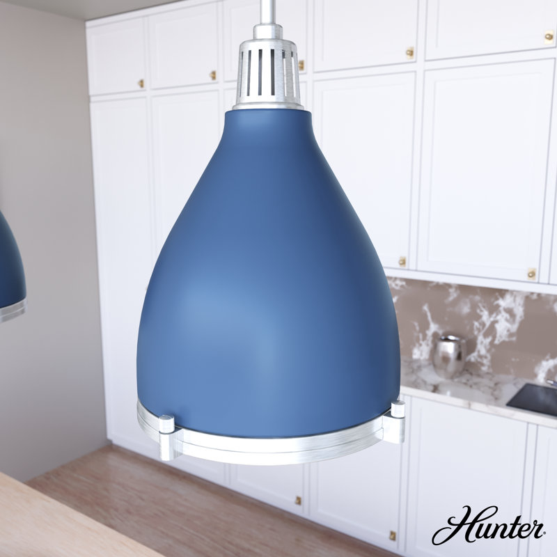 Bluff View 16" Indigo Blue Glass LED Pendant Light