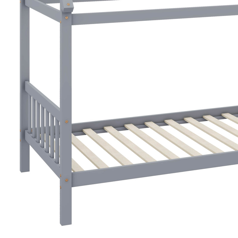 Twin-Sized House-Shaped Children's Bed, Gris clair