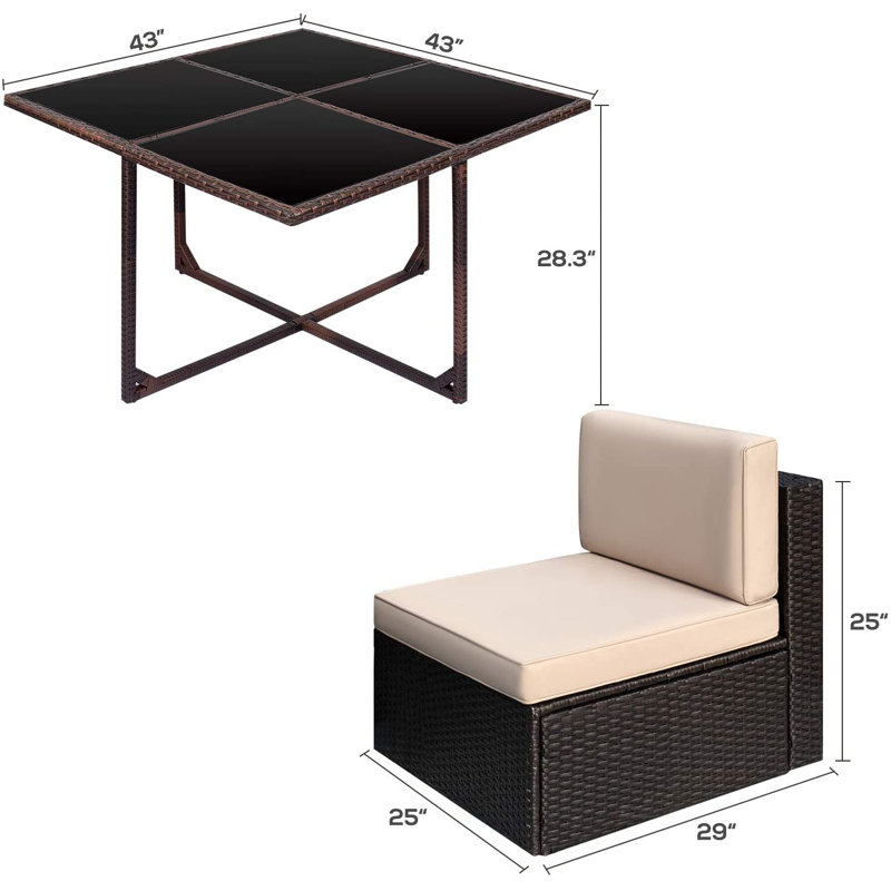 Fransje 4 - Person Patio Dining Set Rectangular Table, Beige