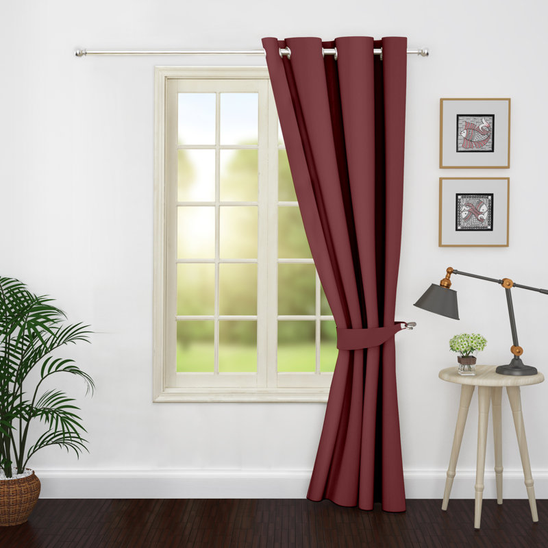 Single Curtain Solid Room Darkening Thermal Grommet, 46" W X 84" L, Maroon
