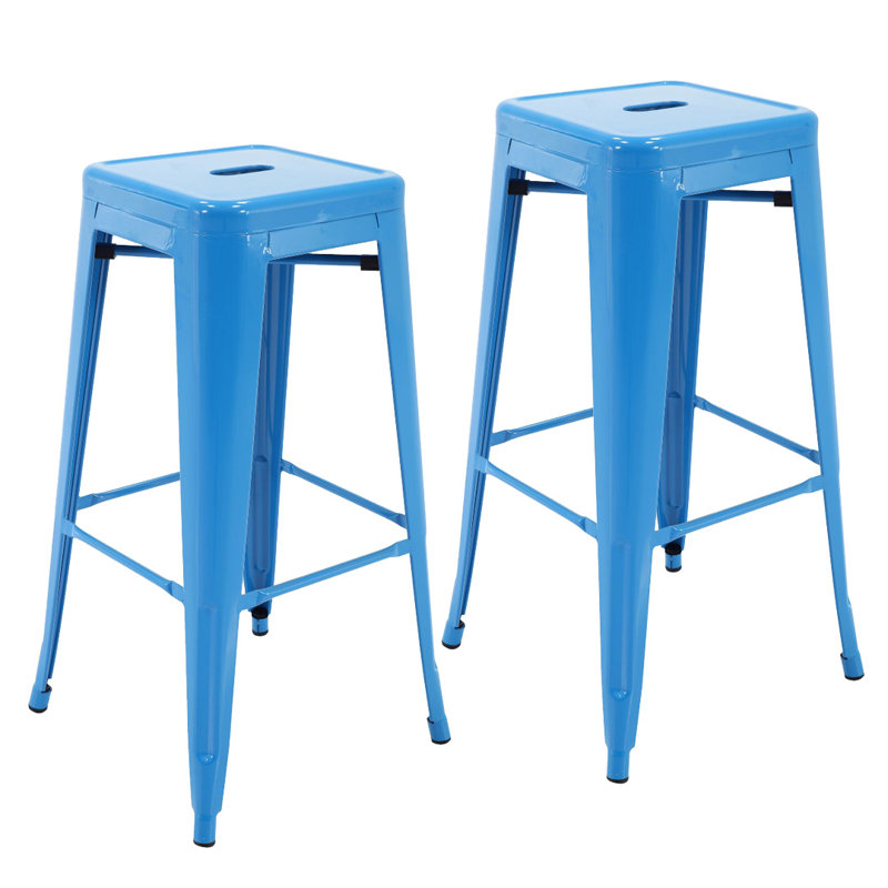 Tabouret Deronte, bleu, Tabouret de comptoir (assise de 24 po de hauteur)