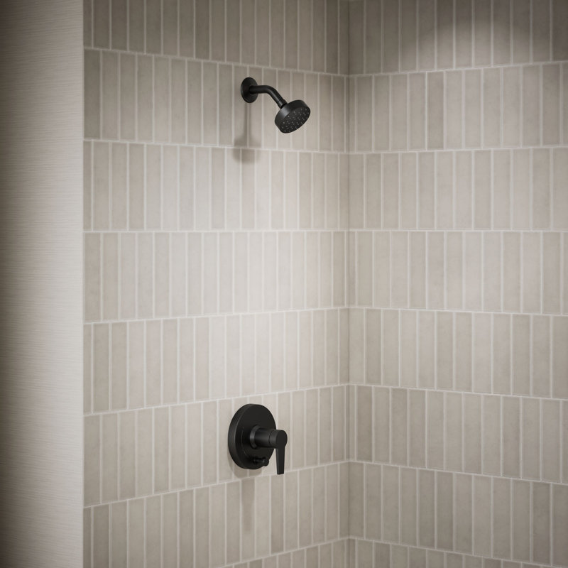 Pitch Rite-Temp Shower Trim Kit With Push-Button Diverter 1.75 Gpm, Matte Black
