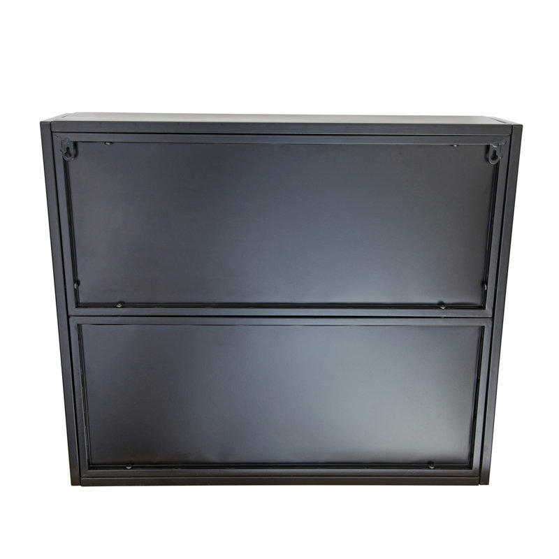 Armoire de rangement murale en métal à 2 portes avec portes et tablettes en verre trempé pour la salle de bain, la cuisine, le salon et le bureau