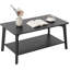 Table basse, table centrale à 2 niveaux avec rangement, pieds fuselés, transitions courbées, 21,7 po x 39,4 po x 17,7 po, facile à assembler, pour le salon, noir