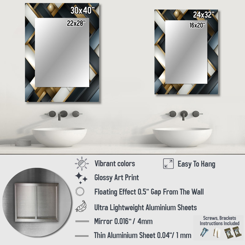 Yahoue - Large Wall Mirror On Metal, 40 po x 30 po