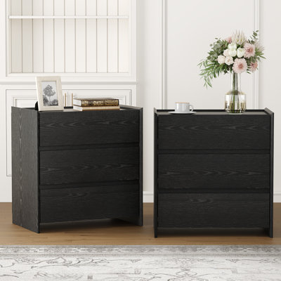 Nightstand Set with Storage for Bedroom, 3-Drawers End Side Table for Living Room,Office