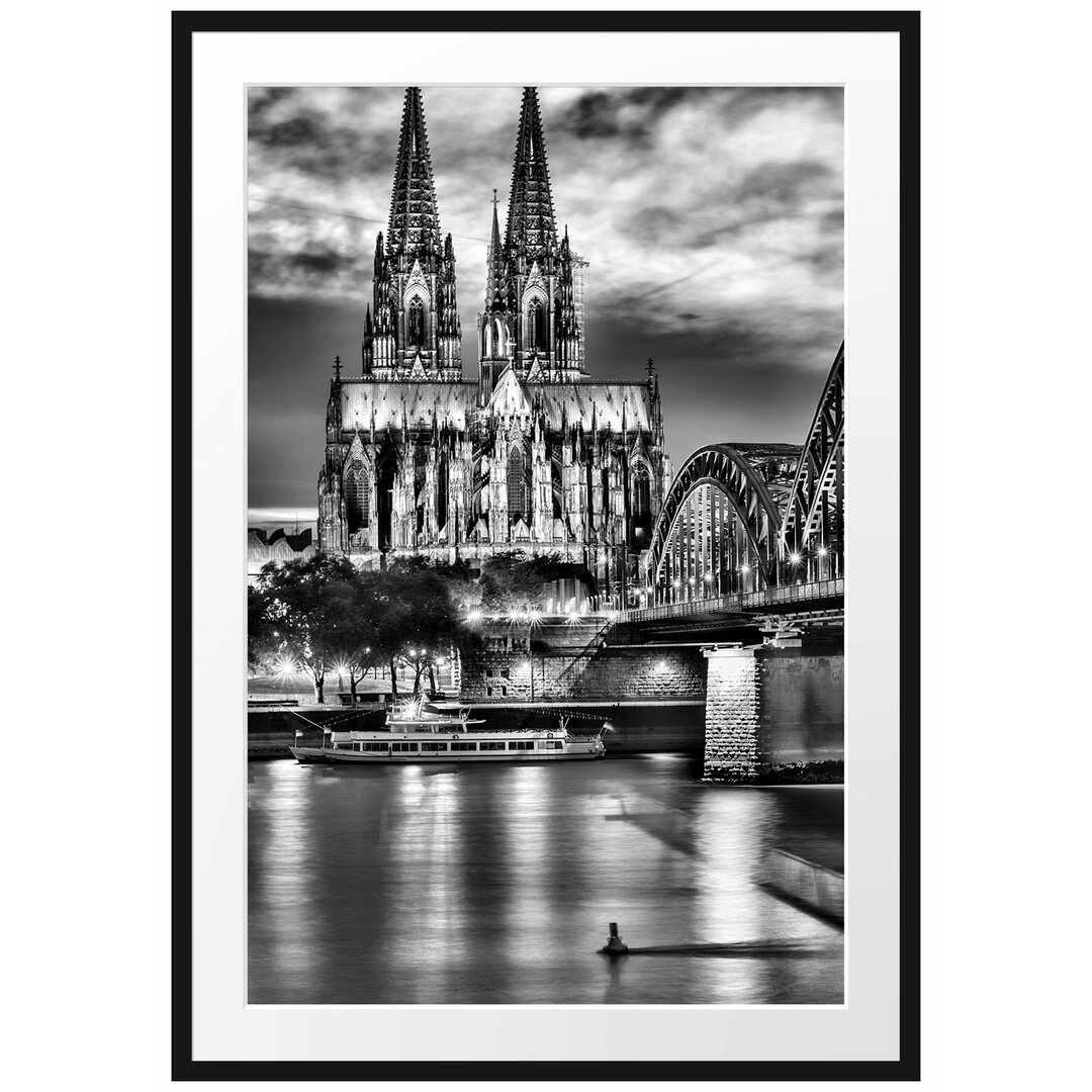 Gerahmtes Poster Hohenzollernbrücke bei Nacht