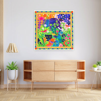 Contemporary Art Colorful Abstract Bird Elephant Snake Flower Forest Art by Isabelle Brent - Wrapped Canvas Print