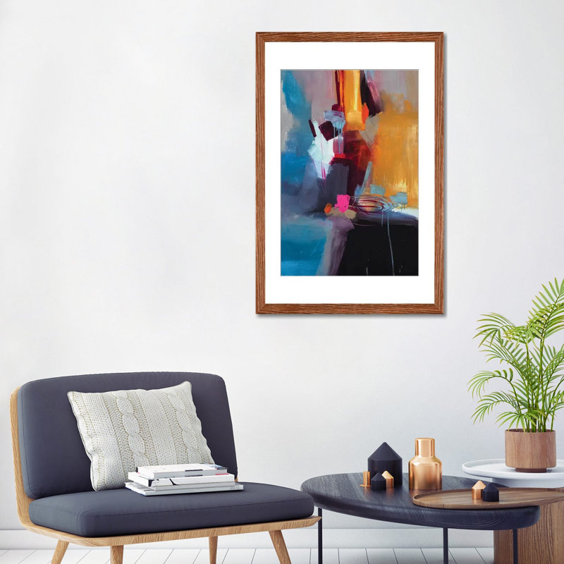 Estampe numérique sur toile Jazzy Abstract VII, Classic Wood Paper Open Corner Framed, Blanc, H 32 po x l 24 po x P 1 po
