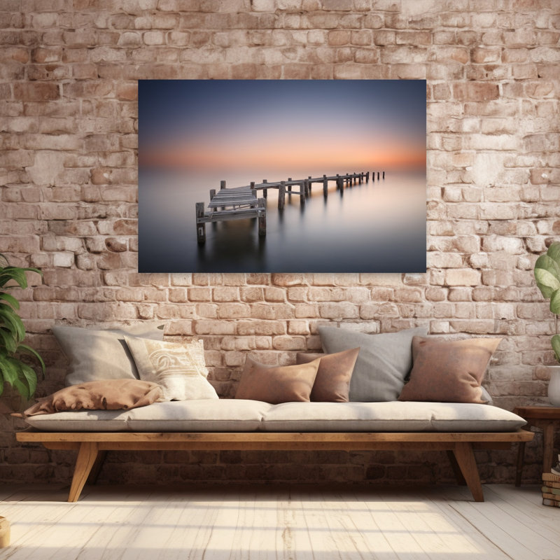 Broken Pier, art dramatique minimaliste, lever de soleil, océan pacifique, H 40 po x l 60 po