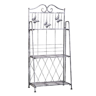 Outsunny 3 Tier Plant Stand Outdoor Ladder Metal Shelf 44x25x96 cm