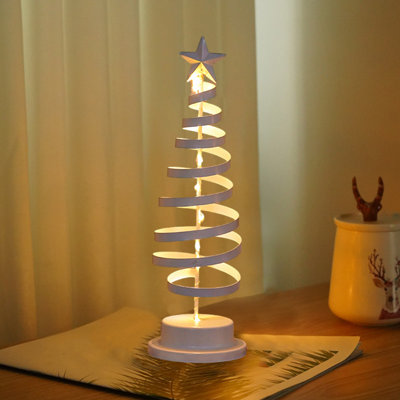 Lampe de table de sapin de Noël Lampe de table de sapin de Noël alimentée par batterie, 30 lumières à DEL, lumière chaude et sécuritaire pour escalier (Noël, blanc chaud)