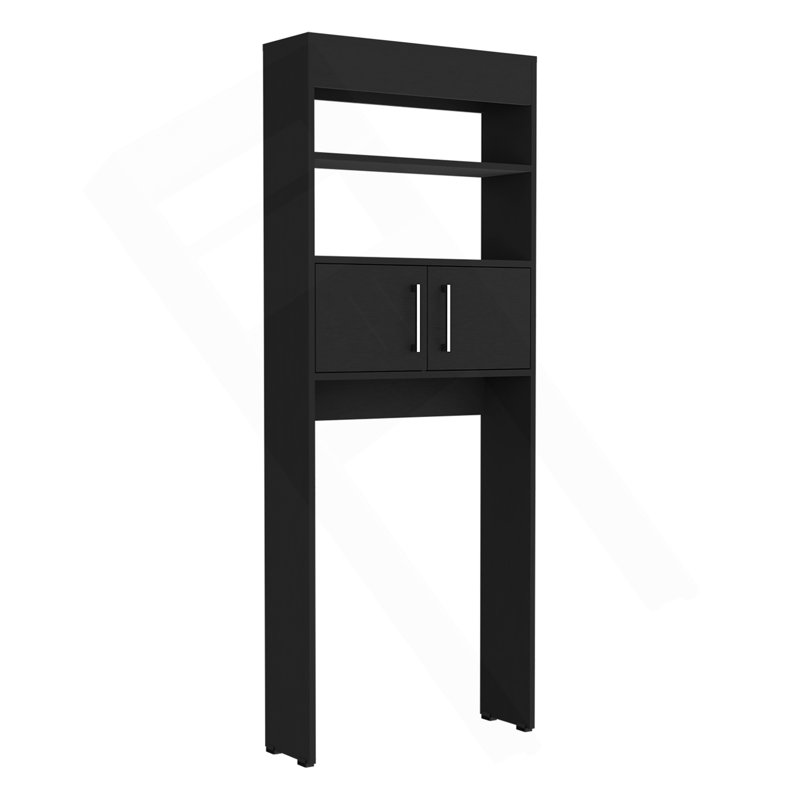 Armoire au-dessus de la toilette Madrid, double porte, deux tablettes - noir