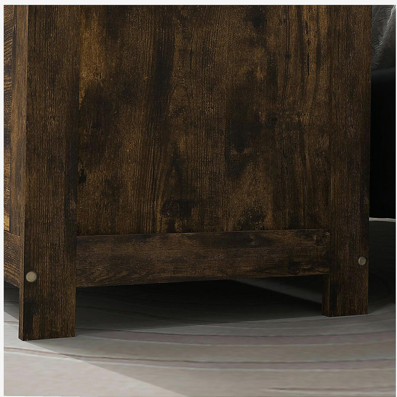Coffre de rangement 39,4 po avec 2 charnières de sécurité, boîte en bois brun rustique HOMcom, Marron foncé
