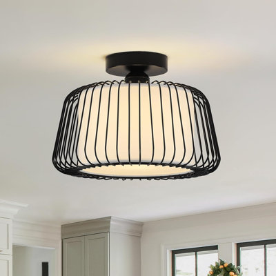 Plafonnier semi-encastré, plafonnier cylindrique avec abat-jour en métal, plafonniers modernes près de 12,2 po pour la chambre à coucher, la cuisine, le couloir et le vestibule