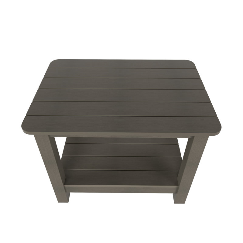 Arrlo Outdoor All-Weather Poly Side Table, Charcoal Gray
