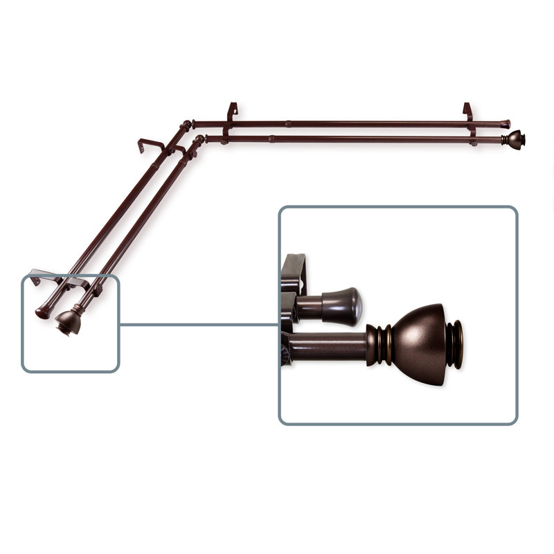 Tringle à rideaux double Haubstadt, L 120 po x l 70 po, Cacao