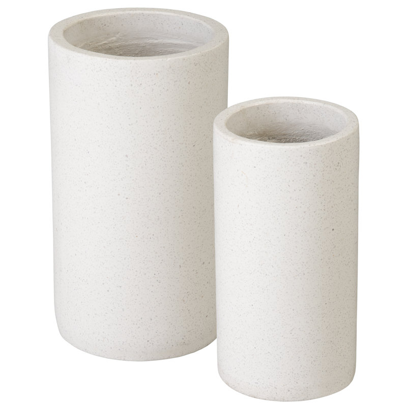 Jardinière ronde blanche 13 po Terrazzo 13 po (L 13 po x l 13 po x H 23 po), Blanc terrazzo