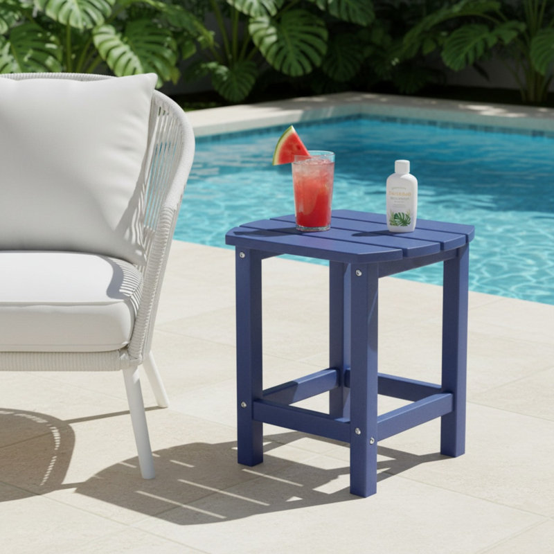 Table de bout extérieure Adirondack, table d'appoint de patio, tables de bout en PEHD pour pelouse de jardin, Marine