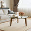 Table basse avec plateau en verre et structure en bois massif