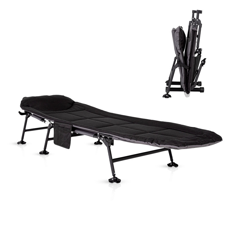 ROYALFORD Folding Camping Bed for Adults & Children, Heavy Duty Sturdy Camp Bed Integrated Cushion and Pillow, Comfortable Travel Camping Cot with Tilting Support, Sleeping Cot Outdoor Travel Office