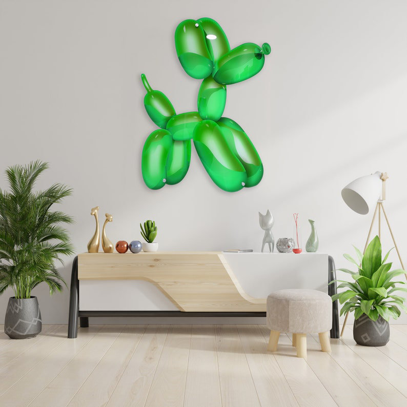 Décoration murale chien ballon, Vert