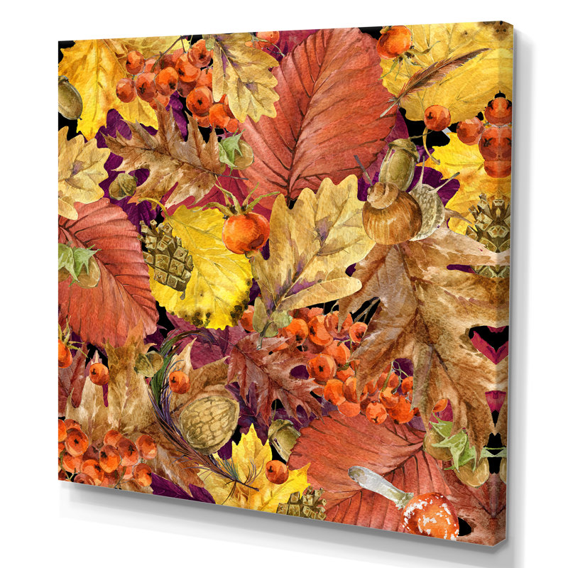 Feuilles colorées d'automne - on, H 16 po x l 16 po x P 1 po, Toile tendue