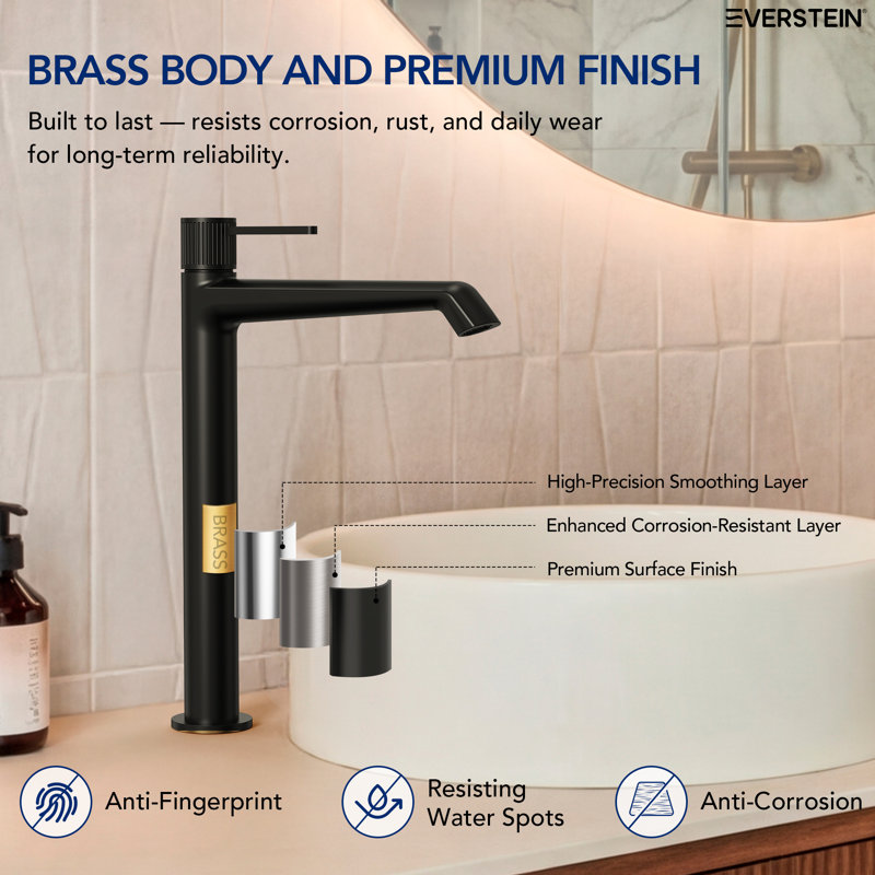 Robinet de salle de bain à un trou avec ensemble de drain, robinet de lavabo de salle de bain à poignée simple, Noir mat