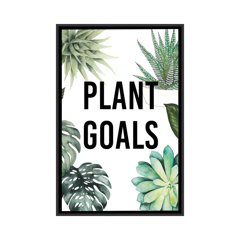 « plante love ii », art textuel sur toile tendue, H 26 po x l 18 po x P 1,5 po, Toile avec cadre noir, Pas de tapis