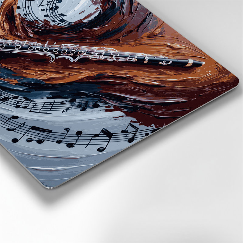 «Music Bass Clarinet», art mural en métal mauve, H 24 po x l 36 po