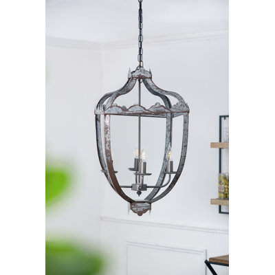 Lustre à 4 lumières en métal, luminaire suspendu avec chaîne réglable pour le vestibule de la salle à manger de la cuisine, ampoule non incluse