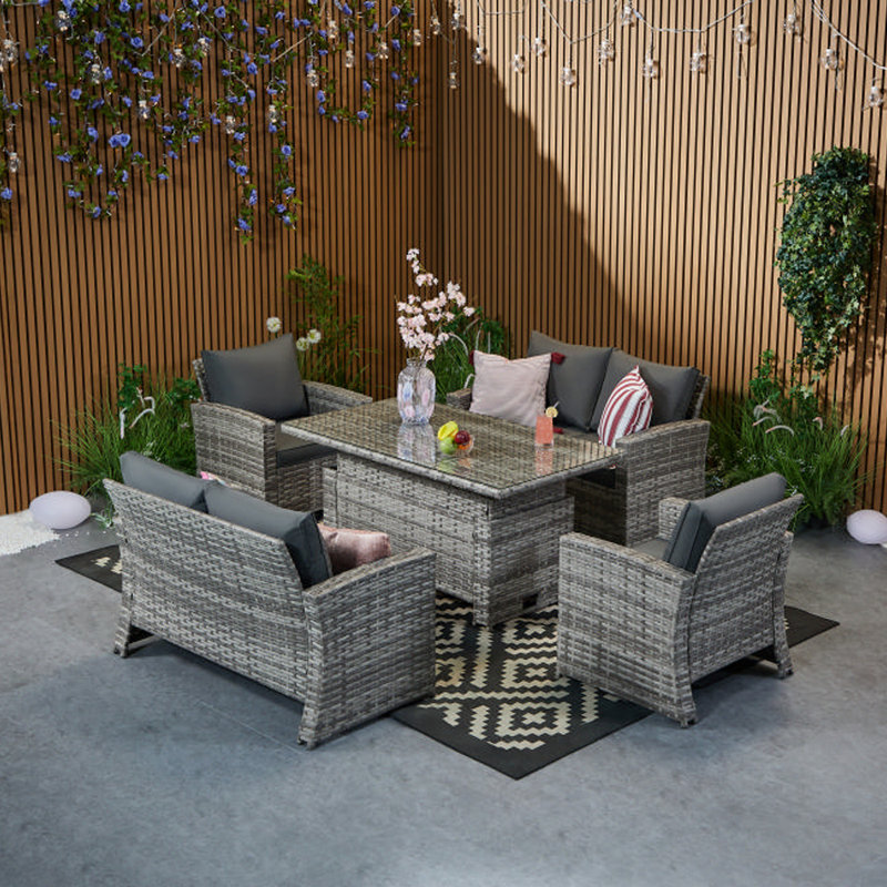 Rosen 6 Seater Sofa Set With Rising Table With Two Single Armchairs