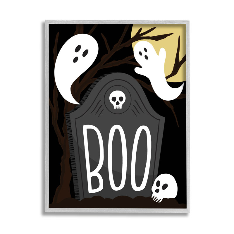 Boo Haunted Night, pierre tombale, art numérique par Hey Bre! Creative Studio, H 14 po x l 11 po x P 1,5 po