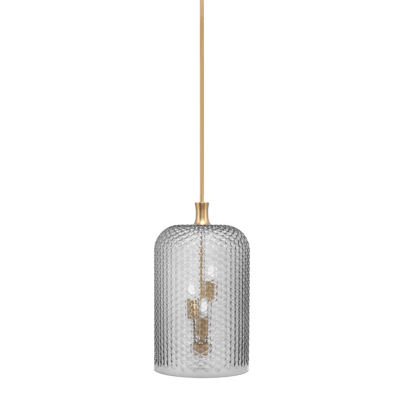 Stem Pendant 3 Light Cluster With Glass, Black/Clear